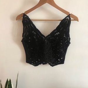 Black Crochet Festival Top